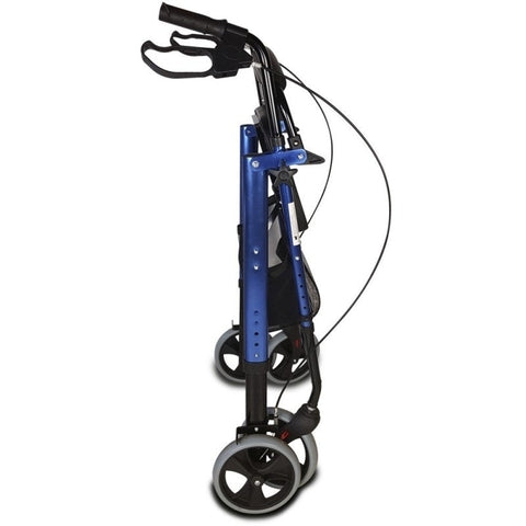 Deambulatore pieghevole Rollator con 4 grandi ruote colore blu