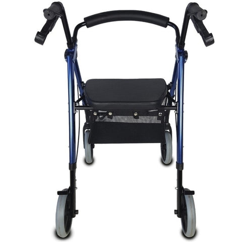 Deambulatore pieghevole Rollator con 4 grandi ruote colore blu