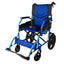 Sedia a rotelle pieghevole in alluminio con freno a leva blu